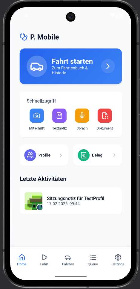 Praxido Mobile App für Android mit Fahrtenbuch und Belegscanner